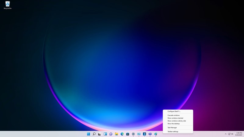 Taskbar right-click menu