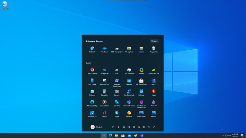 Windows 11 Start menu on Windows 10